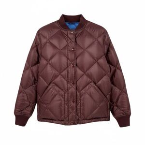 J. Crew Collection Shiny Maroon Down Puffer Bomber Jacket Size S